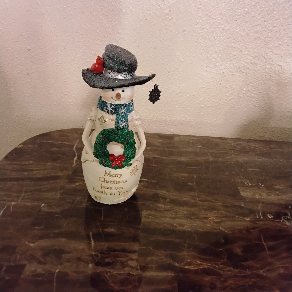 Birches Hearts Snowman with Wreath